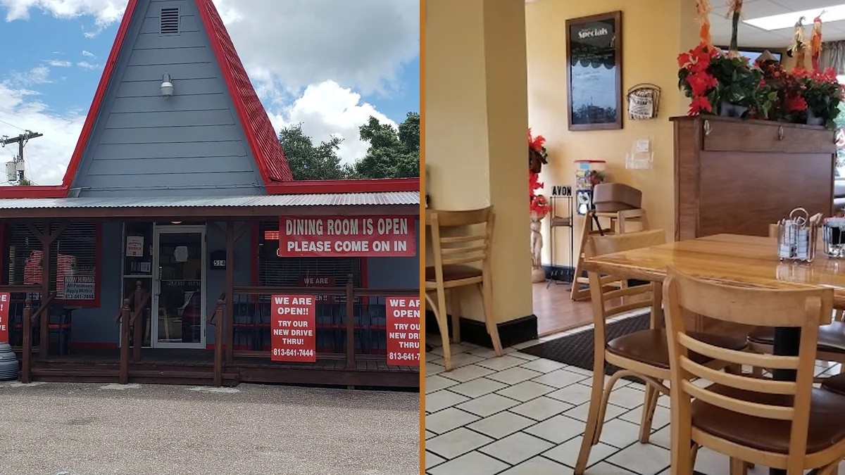 A cozy American restaurant dining room.