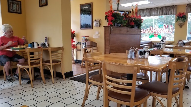 Table service setup in a small-town diner.